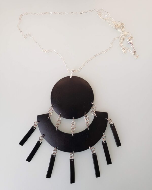 Abigail Necklace Black Leather Pendant