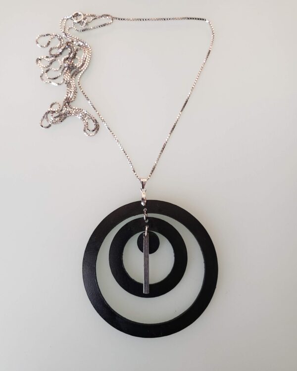 Acacia Necklace Small Black Leather Pendant
