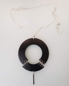 Amelia Necklace Black Leather Pendant