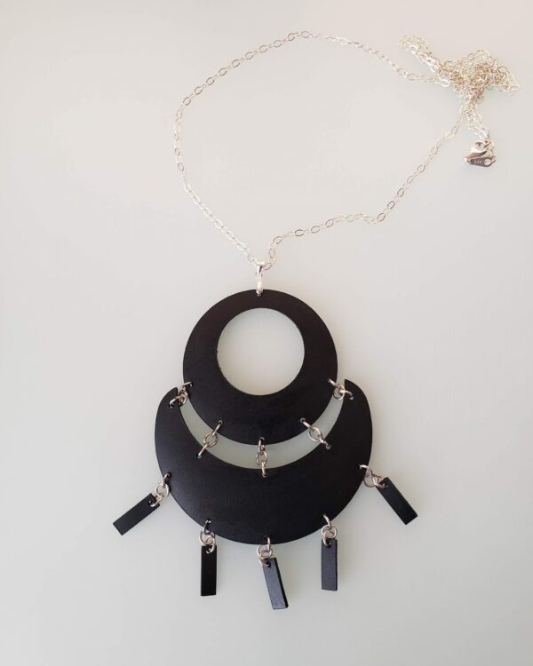 April Necklace Black Leather Pendant