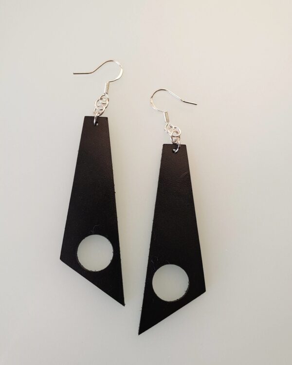 Aria Earrings Black Leather