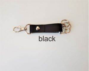 KeyO Silver Rings Black Leather Key Strap