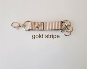 KeyO Silver Rings Gold Stripe Leather Key Strap