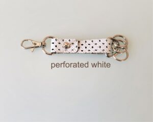 KeyO Silver Rings White Perforated Leather Key Strap