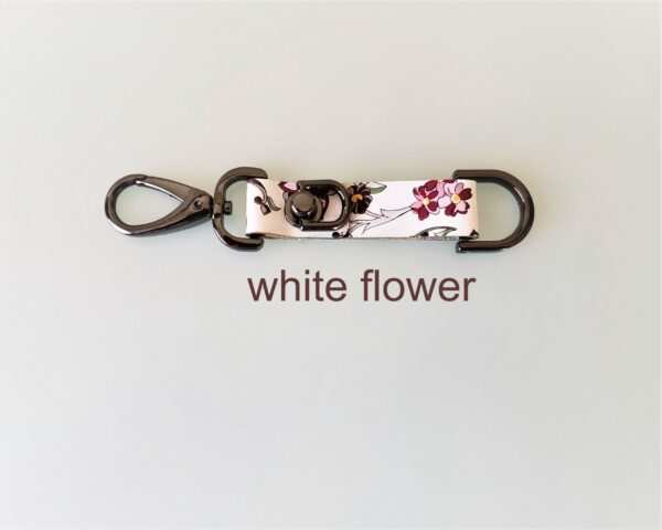 KeyO White Flower Print Leather Key Strap