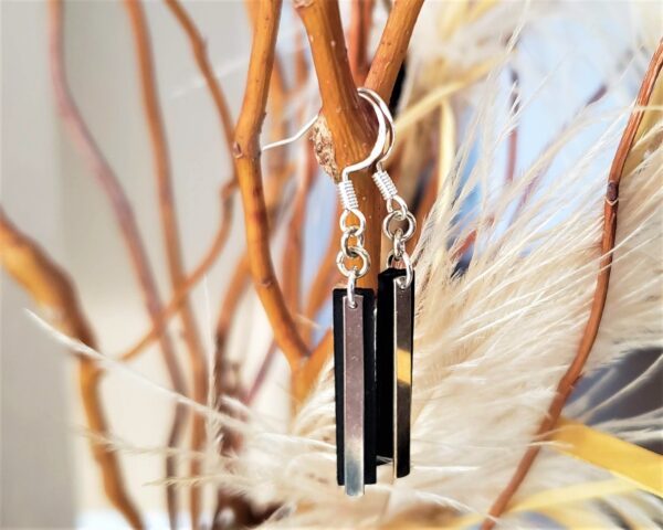 Adele Earrings Silver and Leather Combination Drop and Dangle Lightweight