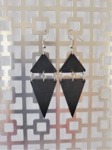 Beth Black Leather Earrings Grid