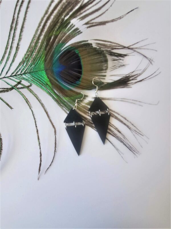 Beth Black Leather Earrings Featherweight