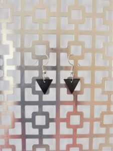 Alya Black Leather Earrings Silver Back