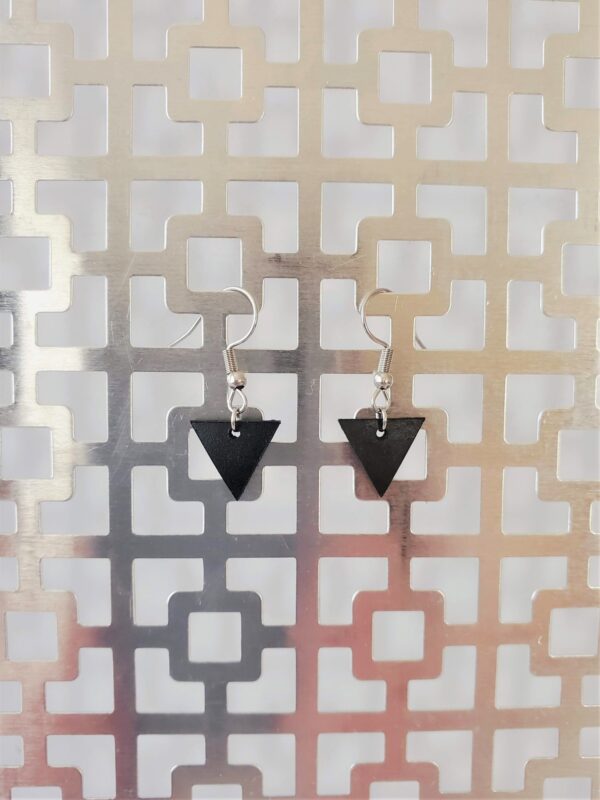 Alya Black Leather Earrings Silver Back