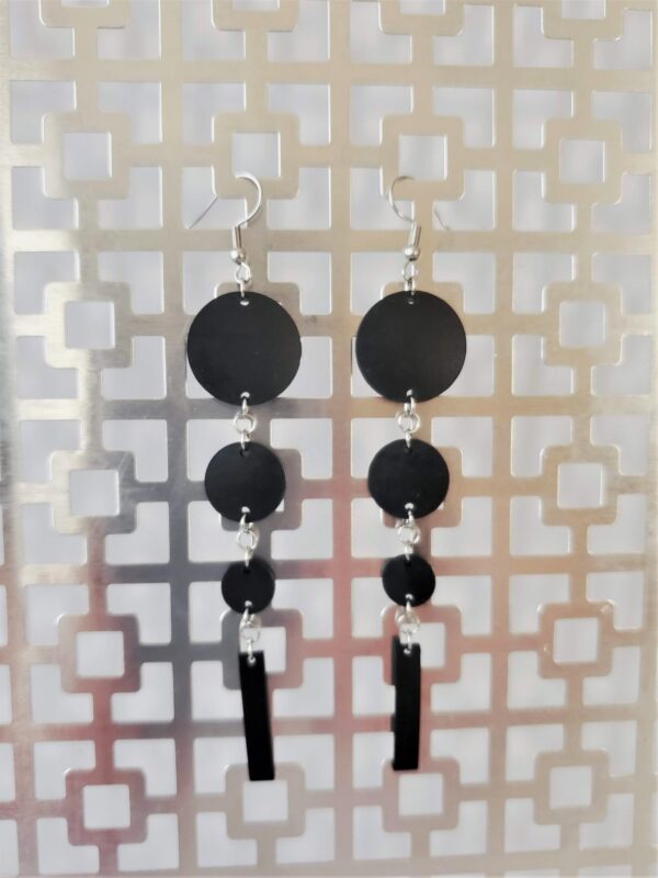 Angelina Black Leather Silver Earrings