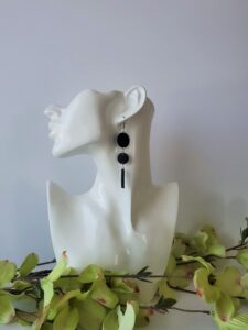 Arabella Black Leather Earrings Model