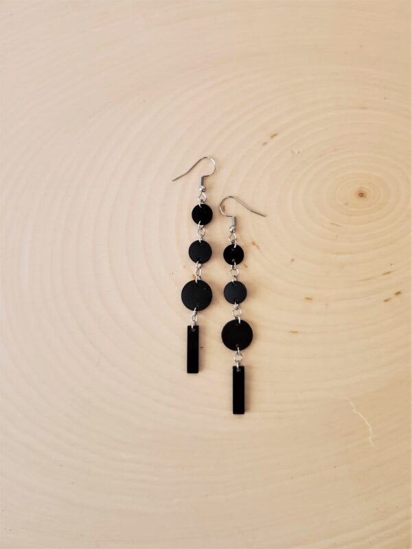 Azarea Black Leather Earrings Wood