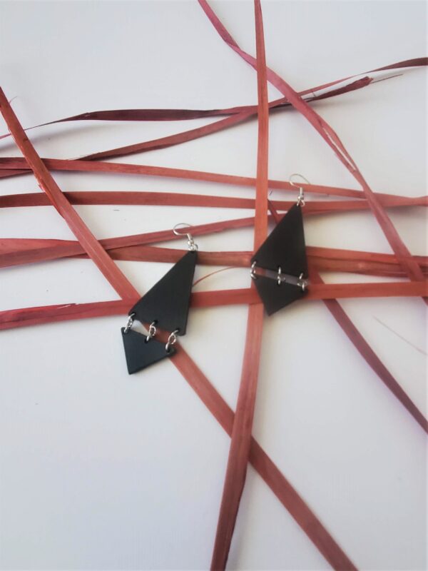 Beckey Black Leather Earrings