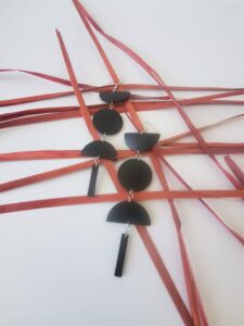 Bernadette Massive Black Leather Earrings