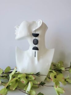 Bernadette Black Leather Earring Model