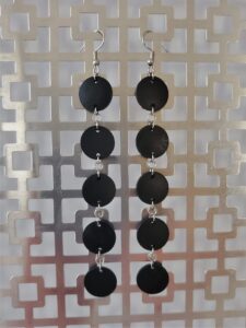 Berry Black Leather & Silver Earrings