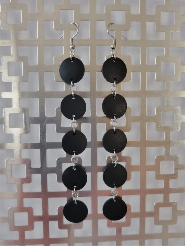 Berry Black Leather & Silver Earrings