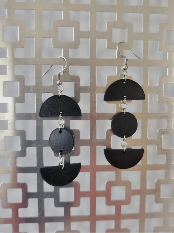 Bex Black Leather Hypoallergenic Earrings