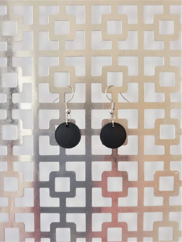 Bo Black Leather and Silver Earrings