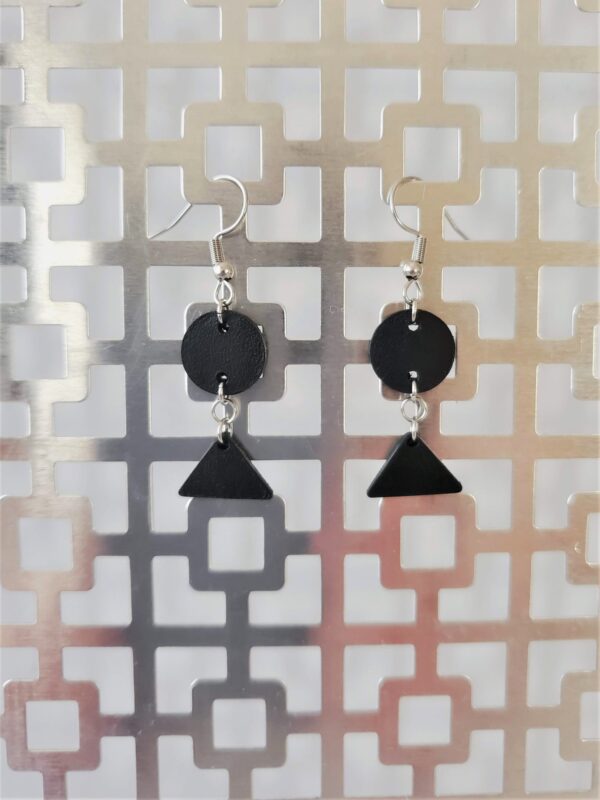 Bodhi Silver & Black Leather Earrings