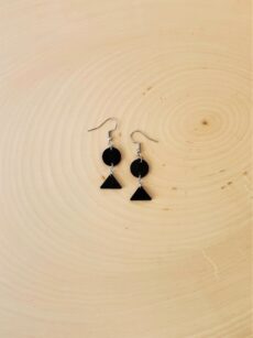 Bodhi Black Leather Earrings Wood