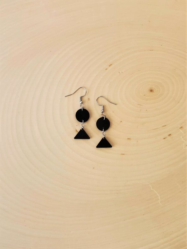 Bodhi Black Leather Earrings Wood