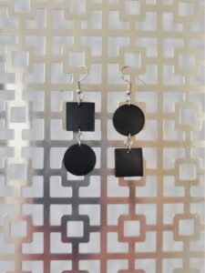 Braya Black Leather Earrings Grid