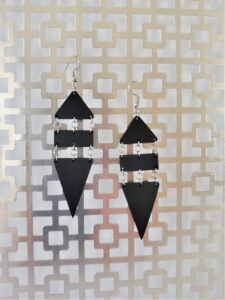 Bria Black Leather Silver Earrings