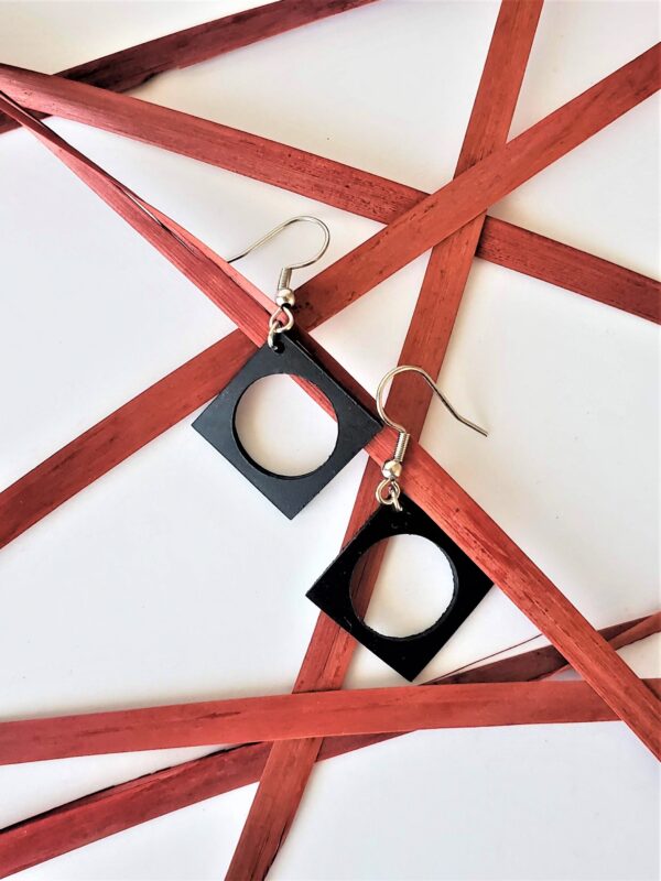 Brigitte Black Leather Earrings