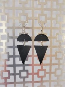 Bryce Black Leather and Silver Earrings