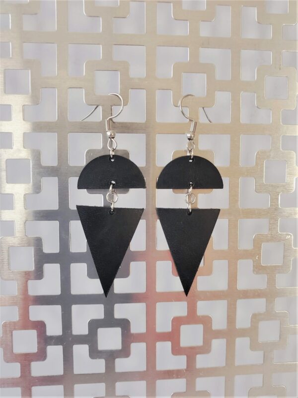 Bryce Black Leather and Silver Earrings