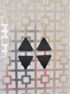 Brynn Black Leather Earrings Grid