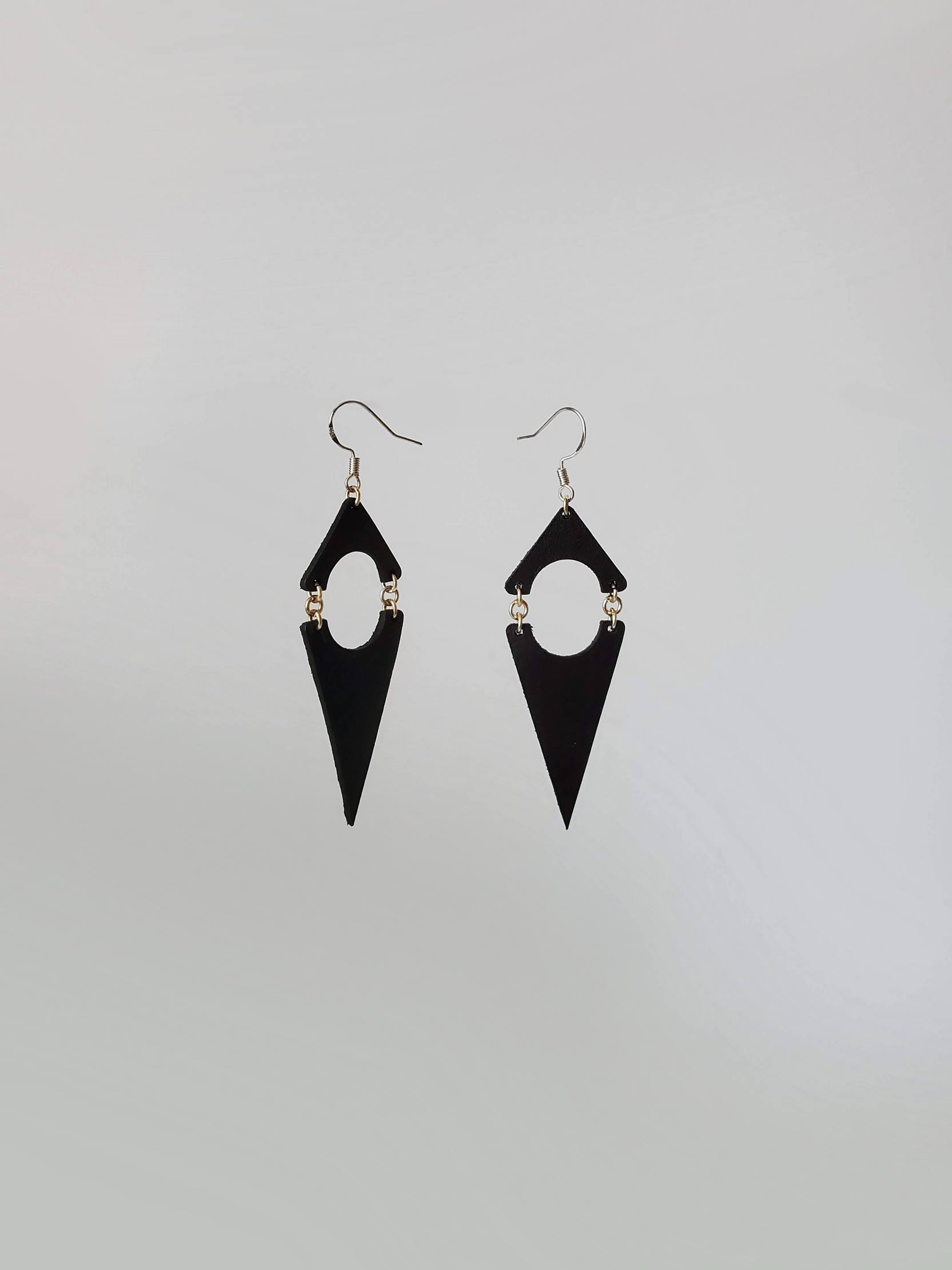 Bayla Black Leather Earrings