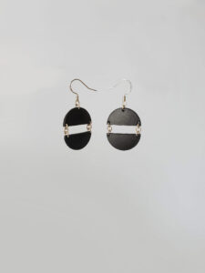 Bessy Black Leather Large Earrings