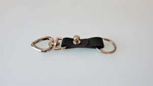 KeyO Black Leather Key Chain with Silver Hardware