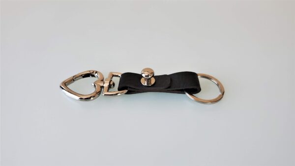 KeyO Black Leather Key Chain with Silver Hardware